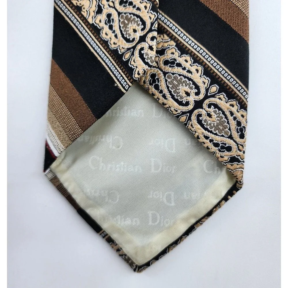 Vintage Christian Dior Monsieur‎ Multi Pattern Striped Design Polyester Tie